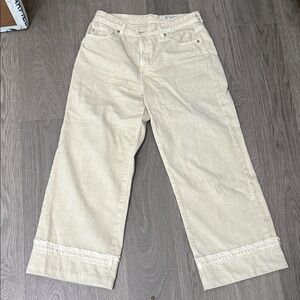 AG Adriano Goldschmied Wide Leg Jeans in Off-White/Cream